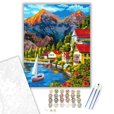 Számfestő.hu Alpesi táj - számfestő készlet – 50×60 cm (Keretre feszítve) kreatív és készségfejlesztő