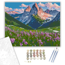 Számfestő.hu Alpesi Vadvirágos Hegyi Táj - számfestő készlet – 80×100 cm (Keretre feszítve) kreatív és készségfejlesztő