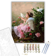 Számfestő.hu Angyalka galambokkal - számfestő készlet – 40×50 cm (Keretre feszítve) kreatív és készségfejlesztő
