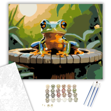 Számfestő.hu Apró Faág Békája - számfestő készlet – 40×50 cm (Keretre feszítve) kreatív és készségfejlesztő