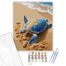 Számfestő.hu Apró Teknős a Parton - számfestő készlet – 40×50 cm (Keretre feszítve) kreatív és készségfejlesztő