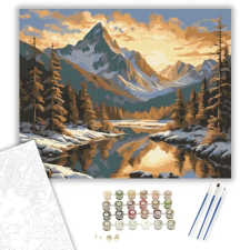 Számfestő.hu Aranyló Hegyek Harmóniája - számfestő készlet – 80×100 cm (Keretre feszítve) kreatív és készségfejlesztő
