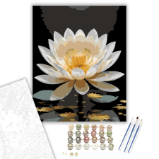 Számfestő.hu Aranyló Lótusz Fekete Háttérrel - számfestő készlet – 40×50 cm (Keretre feszítve) kreatív és készségfejlesztő
