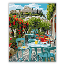 Számfestő.hu Athéni Kávézó Terasza az Akropolisz Kilátásával - számfestő készlet kreatív és készségfejlesztő