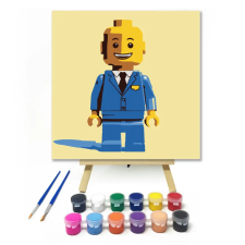 Számfestő.hu Bábu kék ruhában - gyerek számfestő készlet – 30×30 cm (Keretre feszítve) kreatív és készségfejlesztő