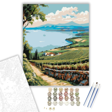Számfestő.hu Badacsonyi Kilátás Szőlőkkel - számfestő készlet – 40×50 cm (Keretre feszítve) kreatív és készségfejlesztő