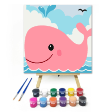 Számfestő.hu Bálna - gyerek számfestő készlet – 20×20 cm (Keretre feszítve) kreatív és készségfejlesztő