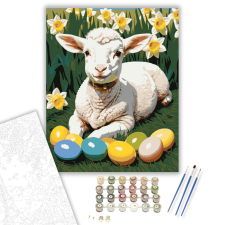 Számfestő.hu Bárány Színes Húsvéti Tojásokkal - számfestő készlet – 40×50 cm (Keretre feszítve) kreatív és készségfejlesztő