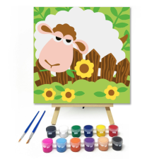 Számfestő.hu Bárányka - gyerek számfestő készlet – 20×20 cm (Keretre feszítve) kreatív és készségfejlesztő