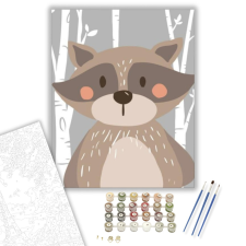 Számfestő.hu Barna mosómedve - számfestő készlet – 40×50 cm (Keretre feszítve) kreatív és készségfejlesztő