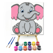 Számfestő.hu Boldog Kiselefánt - gyerek számfestő készlet – 20×20 cm (Keretre feszítve) kreatív és készségfejlesztő