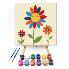 Számfestő.hu Boldog virágok - gyerek számfestő készlet – 40×40 cm (Keret nélkül) kreatív és készségfejlesztő