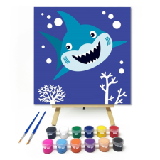 Számfestő.hu Cápa - gyerek számfestő készlet – 20×20 cm (Keretre feszítve) kreatív és készségfejlesztő
