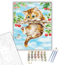 Számfestő.hu Cica a fán - számfestő készlet – 40×50 cm (Keretre feszítve) kreatív és készségfejlesztő