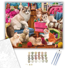 Számfestő.hu Cicák játéka - számfestő készlet – 40×50 cm (Keretre feszítve) kreatív és készségfejlesztő