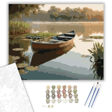 Számfestő.hu Csendes Tóparti Csónak - számfestő készlet – 50×60 cm (Keret nélkül) kreatív és készségfejlesztő