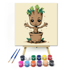 Számfestő.hu Cserépben mosolygó - gyerek számfestő készlet – 20×20 cm (Keretre feszítve) kreatív és készségfejlesztő