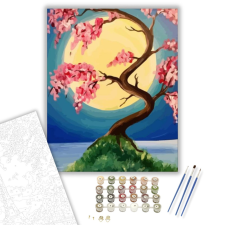 Számfestő.hu Cseresznyevirág a holdfényben - számfestő készlet – 40×50 cm (Keretre feszítve) kreatív és készségfejlesztő