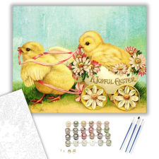 Számfestő.hu Csibék - húsvéti számfestő készlet – 40×50 cm (Keretre feszítve) kreatív és készségfejlesztő