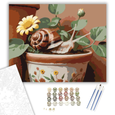 Számfestő.hu Csiga Terrakotta Cserépen - számfestő készlet – 40×50 cm (Keretre feszítve) kreatív és készségfejlesztő