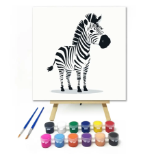 Számfestő.hu Csíkos zebra - gyerek számfestő készlet – 30×30 cm (Keretre feszítve) kreatív és készségfejlesztő