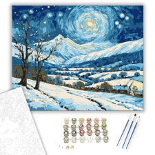 Számfestő.hu Csillagfényes Havas Táj - számfestő készlet – 80×100 cm (Keret nélkül) kreatív és készségfejlesztő