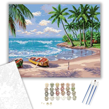 Számfestő.hu Csónakok a Parton - számfestő készlet – 40×50 cm (Keretre feszítve) kreatív és készségfejlesztő