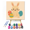 Számfestő.hu Cuki Nyuszi Húsvéti Tojásokkal - gyerek számfestő készlet – 20×20 cm (Keretre feszítve)