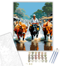 Számfestő.hu Dél-Indiai Bikamosás Fesztivál - számfestő készlet – 50×60 cm (Keret nélkül) kreatív és készségfejlesztő