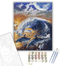 Számfestő.hu Delfinek a hullámban - számfestő készlet – 80×100 cm (Keretre feszítve) kreatív és készségfejlesztő