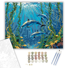 Számfestő.hu Delfinek az Algák Között - számfestő készlet – 40×50 cm (Keretre feszítve) kreatív és készségfejlesztő