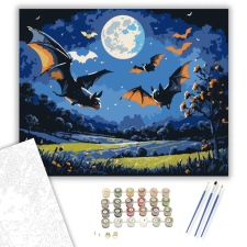 Számfestő.hu Denevérek teliholdnál - számfestő készlet – 60×70 cm (Keretre feszítve) kreatív és készségfejlesztő