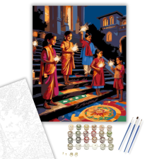 Számfestő.hu Diwali Éjszaka Gyerekekkel - számfestő készlet – 40×50 cm (Keretre feszítve) kreatív és készségfejlesztő