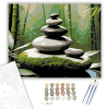 Számfestő.hu Egyensúlyozó Kövek Bambusz Kertben - számfestő készlet – 40×50 cm (Keretre feszítve)