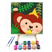 Számfestő.hu Éhes Majom - gyerek számfestő készlet – 20×20 cm (Keretre feszítve) kreatív és készségfejlesztő