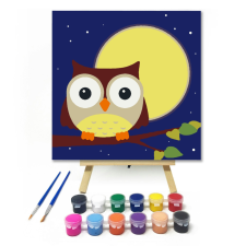 Számfestő.hu Éjjeli Bagoly - gyerek számfestő készlet – 20×20 cm (Keretre feszítve) kreatív és készségfejlesztő