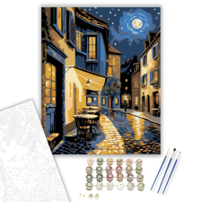 Számfestő.hu Éjjeli Utcák Varázsa - számfestő készlet – 40×50 cm (Keretre feszítve) kreatív és készségfejlesztő