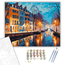 Számfestő.hu Éjszakai Csatorna Reflekciók - számfestő készlet – 40×50 cm (Keretre feszítve) kreatív és készségfejlesztő