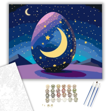 Számfestő.hu Éjszakai Égbolt Tojás - húsvéti számfestő készlet – 40×50 cm (Keretre feszítve) kreatív és készségfejlesztő