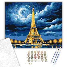 Számfestő.hu Éjszakai Torony Fényei - számfestő készlet – 40×50 cm (Keretre feszítve) kreatív és készségfejlesztő