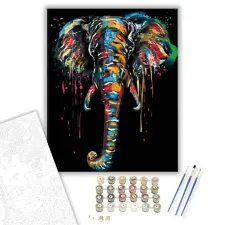 Számfestő.hu Elefánt színekből - számfestő készlet – 80×100 cm (Keretre feszítve) kreatív és készségfejlesztő