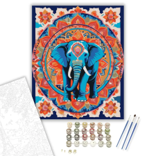 Számfestő.hu Elefántos Mandala Lótuszmintákkal - számfestő készlet – 60×70 cm (Keretre feszítve) kreatív és készségfejlesztő