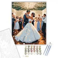 Számfestő.hu Esküvői Tánc Tündérfények Alatt - számfestő készlet – 60×70 cm (Keretre feszítve) kreatív és készségfejlesztő