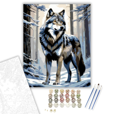 Számfestő.hu Farkas a Havas Erdőben - számfestő készlet – 40×50 cm (Keretre feszítve) kreatív és készségfejlesztő