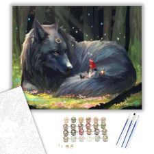 Számfestő.hu Farkas mese - számfestő készlet – 40×50 cm (Keretre feszítve) kreatív és készségfejlesztő