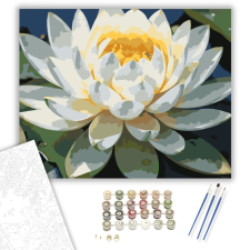 Számfestő.hu Fehér Lótusz Harmatcseppekkel - számfestő készlet – 40×50 cm (Keretre feszítve) kreatív és készségfejlesztő