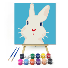 Számfestő.hu Fehér nyuszi - gyerek számfestő készlet – 20×20 cm (Keretre feszítve) kreatív és készségfejlesztő