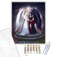 Számfestő.hu Fekete - fehér angyalok - számfestő készlet – 40×50 cm (Keretre feszítve) kreatív és készségfejlesztő