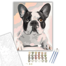 Számfestő.hu Fekete Fehér Bulldog - számfestő készlet – 50×60 cm (Keretre feszítve) kreatív és készségfejlesztő