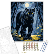 Számfestő.hu Fekete Párduc a Dzsungelben - számfestő készlet – 60×70 cm (Keretre feszítve) kreatív és készségfejlesztő